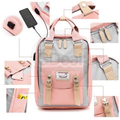 Gdeal High School Student College Canvas Backpack USB Charging Travel Bag (4 Colors)