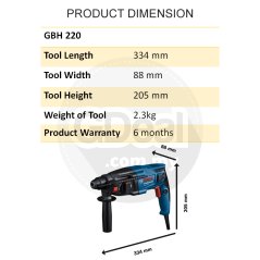 BOSCH GBH 220 Powerful Rotary Hammer - 06112A60L0