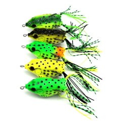 4cm/12g 5pcs Fishing Lures Bass Soft Frog Crankbaits Top Water Fish Tackle Hook