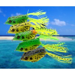 4cm/12g 5pcs Fishing Lures Bass Soft Frog Crankbaits Top Water Fish Tackle Hook