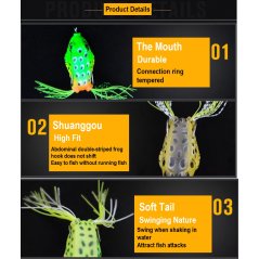 4cm/12g 5pcs Fishing Lures Bass Soft Frog Crankbaits Top Water Fish Tackle Hook