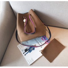 2-In-1 Korean Design Casual Solid PU Leather Shoulder Bag 8204 -  RYL-197 (3 Colors)