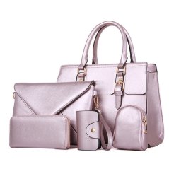 5-In-1 Ladies Fashion Bags PU Leather Handbag Crossbody Bag Wallet (3 Colors)