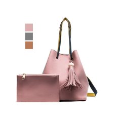 2-In-1 Korean Design Casual Solid PU Leather Shoulder Bag 8204 -  RYL-197 (3 Colors)