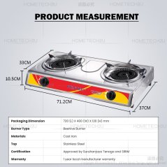 PENTEC Double Burner Gas Stove MD-81 812 816 Dapur Gas Masak 120mm