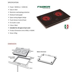 Faber Italia FCH3C Built-in Double Electric Ceramic Cooker Hob FCH 3C/69BK