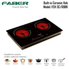 Faber Italia FCH3C Built-in Double Electric Ceramic Cooker Hob FCH 3C/69BK