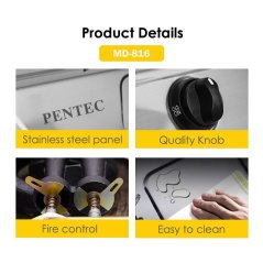 PENTEC Double Burner Gas Stove MD-81 812 816 Dapur Gas Masak 120mm