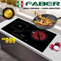 FABER Double-burner Electric Cooktop 1800W + 1300W Built in Hob