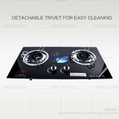 Hometech2u XMA Double Burners Glass Stove Glass Built In Hob Dapur Gas