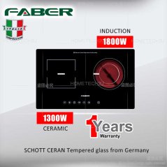 FABER Double-burner Electric Cooktop 1800W + 1300W Built in Hob