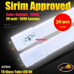 30pcs APRO T8 Glass LED Tube 4ft 20watt Daylight 7000K (Approved)