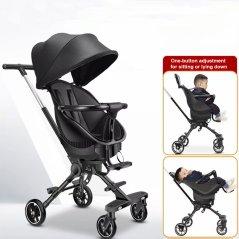 360 Degree High Landscape Baby Seat Foldable Two Way Walking Stroller