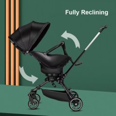 360 Degree High Landscape Baby Seat Foldable Two Way Walking Stroller