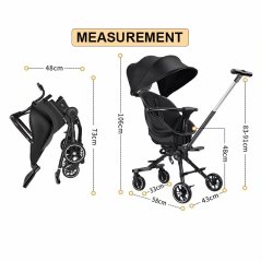 360 Degree High Landscape Baby Seat Foldable Two Way Walking Stroller