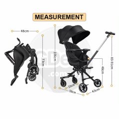 360 Degree High Landscape Baby Seat Foldable Two Way Walking Stroller