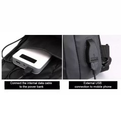 Men Fashion Chest Bag with Charging USB Interface Shoulder Backpack Sling