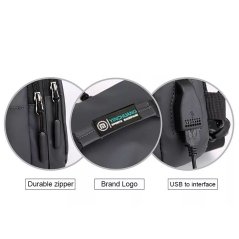 Men Fashion Chest Bag with Charging USB Interface Shoulder Backpack Sling