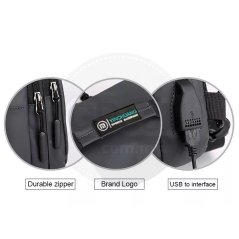 Men Fashion Chest Bag with Charging USB Interface Shoulder Backpack Sling