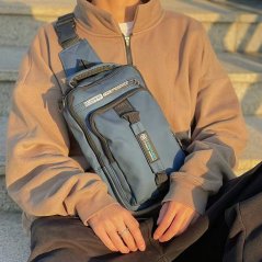 Men Fashion Chest Bag with Charging USB Interface Shoulder Backpack Sling