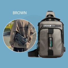 Men Fashion Chest Bag with Charging USB Interface Shoulder Backpack Sling