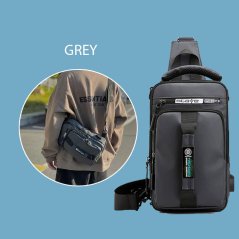 Men Fashion Chest Bag with Charging USB Interface Shoulder Backpack Sling