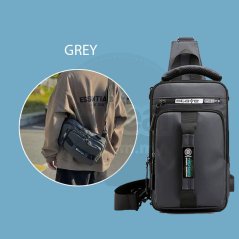 Men Fashion Chest Bag with Charging USB Interface Shoulder Backpack Sling