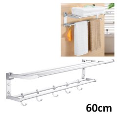 GTE Hook Holder Hanger Rack Shelf Wall Hanging (Silver)