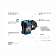 Bosch GAS 18V-10L Premium Cordless Dust Extractor - 06019C63K0