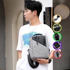 USB Large Capacity Men Chest Bag Korean Women One Shoulder (4 Colors)