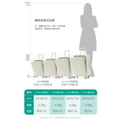 Portable Travel Luggage Front Opening 20/24 inch (Black/Grey/White)