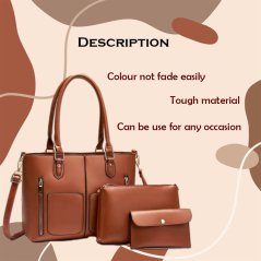 3 Pcs Women Large Capacity Portable Shoulder Bag (4 Colors)