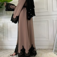 Embroidered Lace Robe Fashion Cardigan Muslimah Long - 3 Sizes (2 Colors)