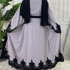 Embroidered Lace Robe Fashion Cardigan Muslimah Long - 3 Sizes (2 Colors)