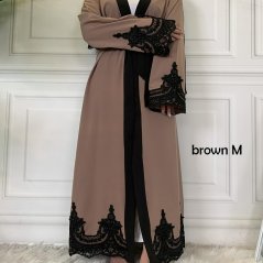 Embroidered Lace Robe Fashion Cardigan Muslimah Long - 3 Sizes (2 Colors)