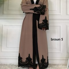 Embroidered Lace Robe Fashion Cardigan Muslimah Long - 3 Sizes (2 Colors)