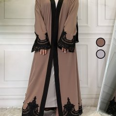Embroidered Lace Robe Fashion Cardigan Muslimah Long - 3 Sizes (2 Colors)