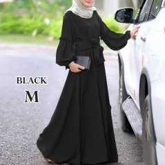Women Dress Long Sleeve Ruffle Maxi Long Dress Kaftan - 4 Sizes (3 Colors)