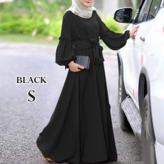 Women Dress Long Sleeve Ruffle Maxi Long Dress Kaftan - 4 Sizes (3 Colors)