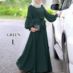 Women Dress Long Sleeve Ruffle Maxi Long Dress Kaftan - 4 Sizes (3 Colors)