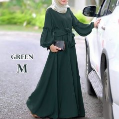 Women Dress Long Sleeve Ruffle Maxi Long Dress Kaftan - 4 Sizes (3 Colors)