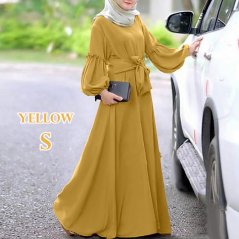 Women Dress Long Sleeve Ruffle Maxi Long Dress Kaftan - 4 Sizes (3 Colors)
