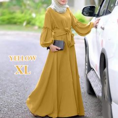 Women Dress Long Sleeve Ruffle Maxi Long Dress Kaftan - 4 Sizes (3 Colors)