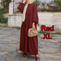 Muslimah Round Neck Lantern Sleeves Loose Dress - 4 Sizes (4 Colors)