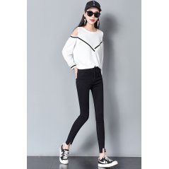 Fashion Hong Kong Students Jeans Tight Women Pants 0837 - 3 Sizes (Black)