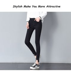 Fashion Hong Kong Students Jeans Tight Women Pants 0837 - 3 Sizes (Black)