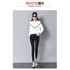 Fashion Hong Kong Students Jeans Tight Women Pants 0837 - 3 Sizes (Black)