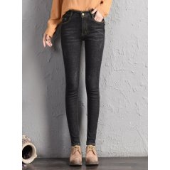Plum Star Thin Student Fashion Dark Jeans Female 6627 - 3 Sizes (Black)