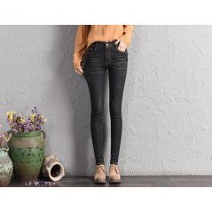 Plum Star Thin Student Fashion Dark Jeans Female 6627 - 3 Sizes (Black)