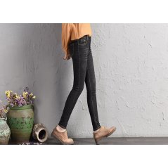 Plum Star Thin Student Fashion Dark Jeans Female 6627 - 3 Sizes (Black)